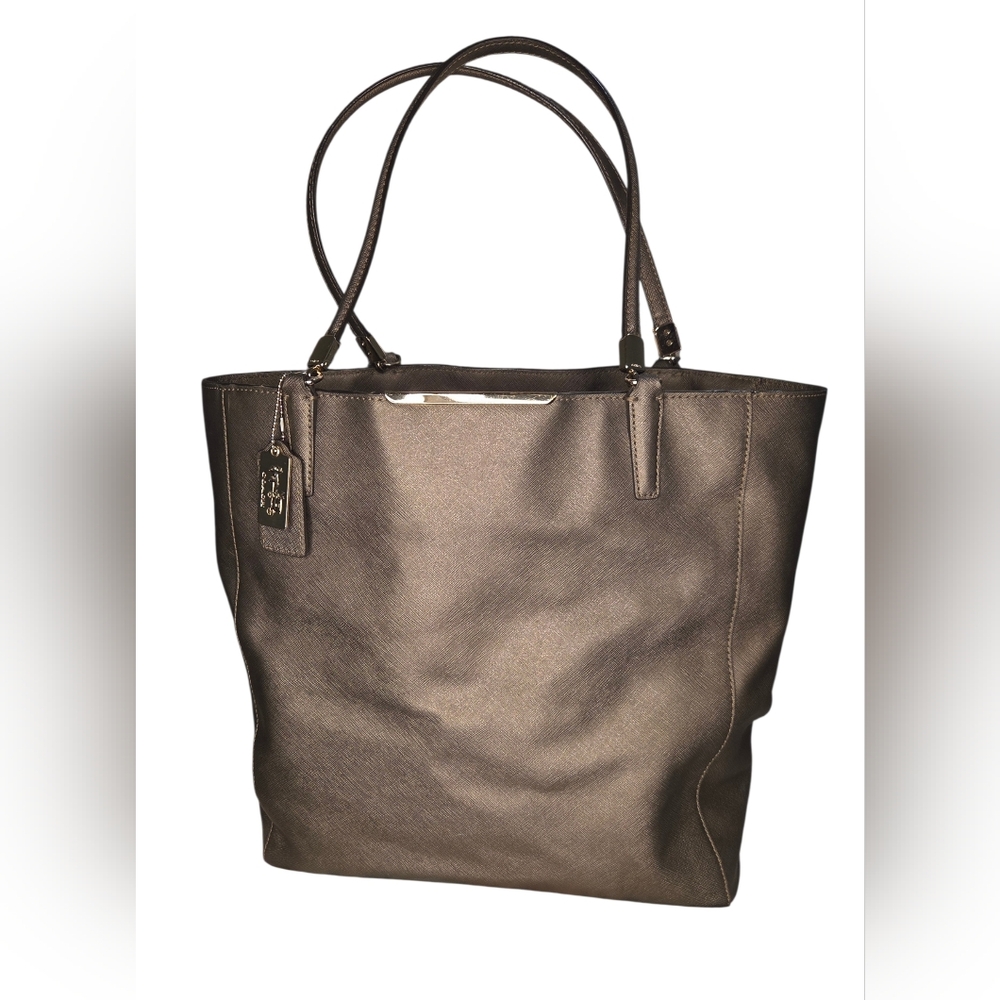 COACH MADISON SAFFIANO LEATHER TOTE - LIGHT GOLD/BRONZE